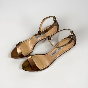 Manolo Blahnik metallic gold strappy heels